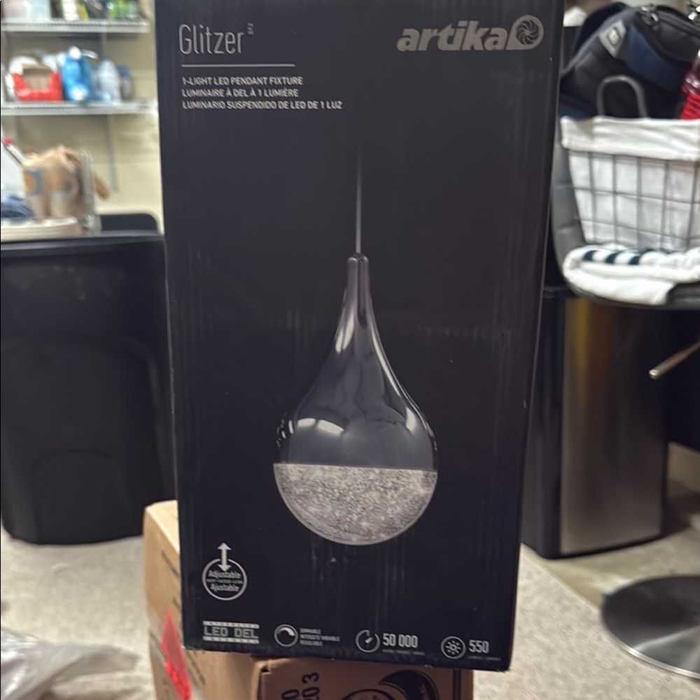 Artilac Black and Silver Teardrop Pendant Light